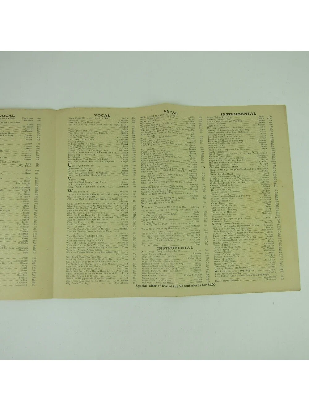 McKinley Music Co Advertising Sheet Music Catalog Order Form & Envelope 1910s